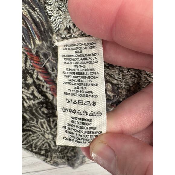 Free People Hooded Floral Tie Front Duster Cardigan Sweater Womens XS Black Gray - Picture 9 of 13